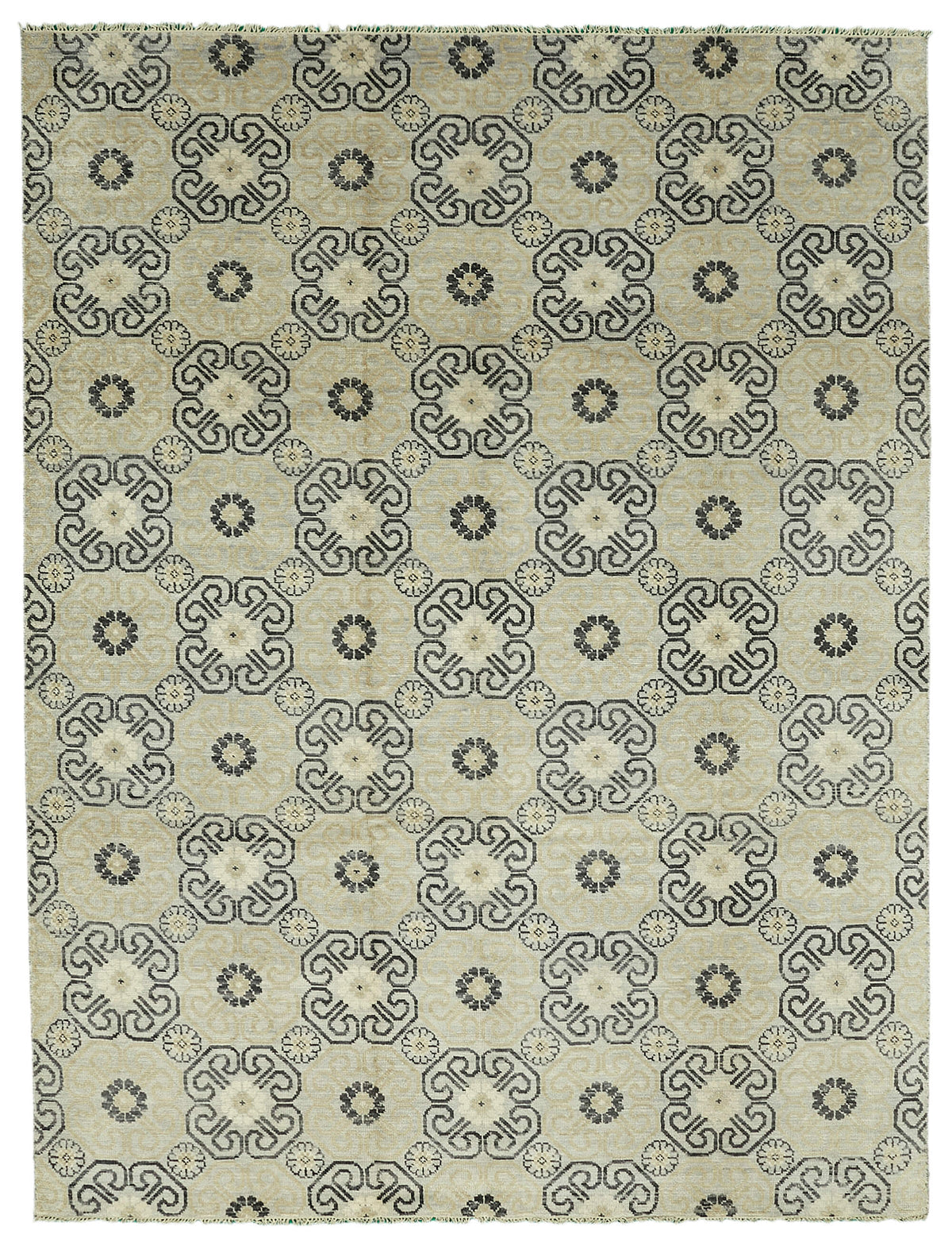 Nivro Vintage Uşak Bej Antrasit Geometrik Desenli Halı 278x362 cm 46598