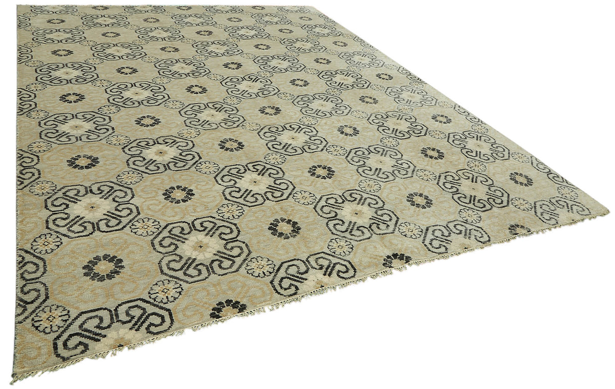 Nivro Vintage Uşak Bej Antrasit Geometrik Desenli Halı 278x362 cm 46598 – genel görünüm