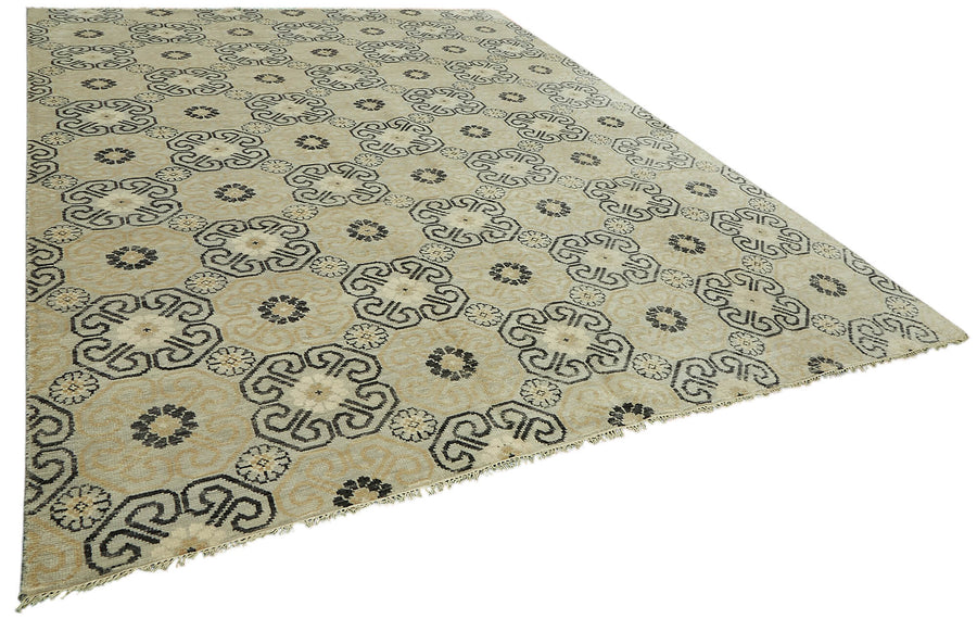 Nivro Vintage Uşak Bej Antrasit Geometrik Desenli Halı 278x362 cm 46598 – genel görünüm