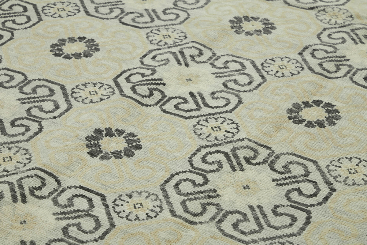 Nivro Vintage Uşak Bej Antrasit Geometrik Desenli Halı 278x362 cm 46598 – mekânda kullanım