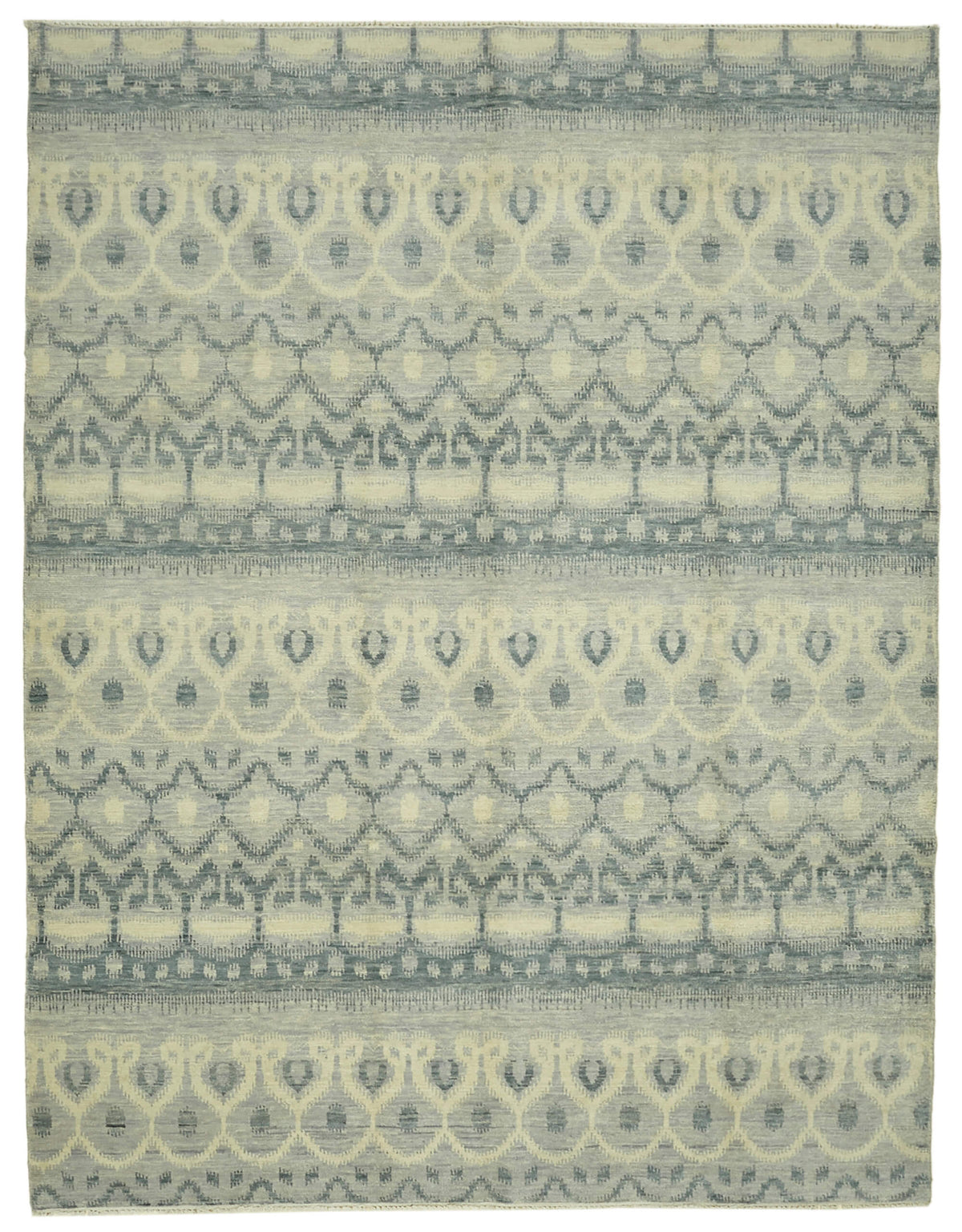 Nivro Dokuma Modern Geometrik Gri ve Krem Renkli Halı 274x355 cm