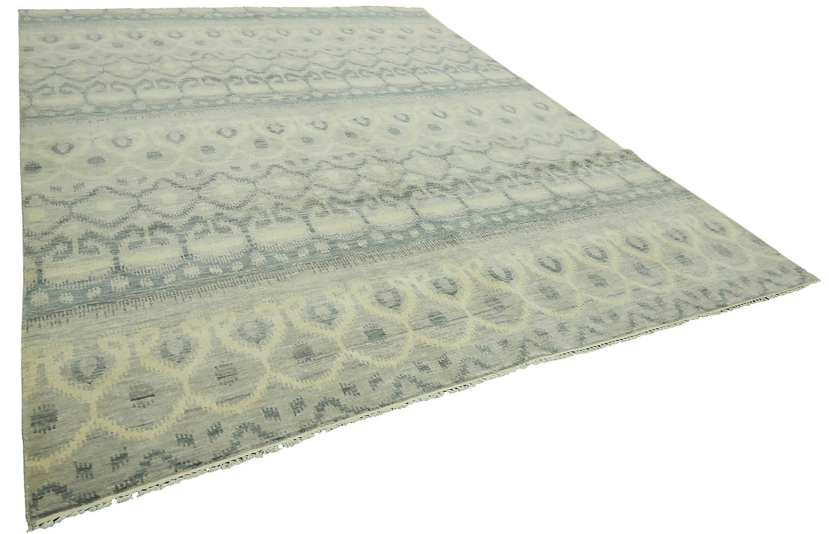 Nivro Dokuma Modern Geometrik Gri ve Krem Renkli Halı 274x355 cm – genel görünüm