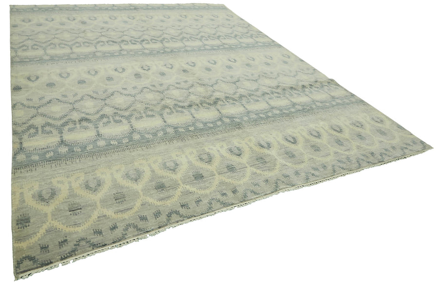 Nivro Dokuma Modern Geometrik Gri ve Krem Renkli Halı 274x355 cm – genel görünüm