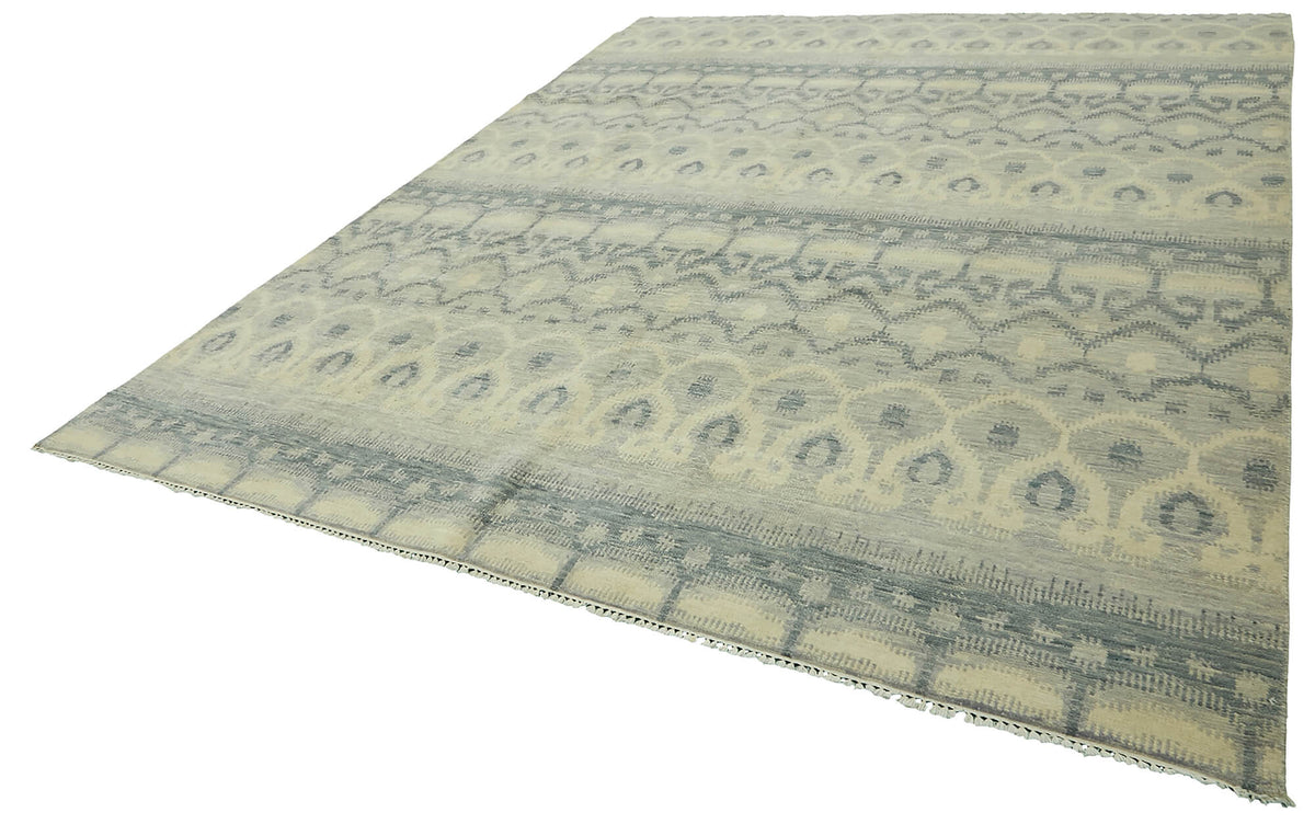 Nivro Dokuma Modern Geometrik Gri ve Krem Renkli Halı 274x355 cm – doku yakın çekim