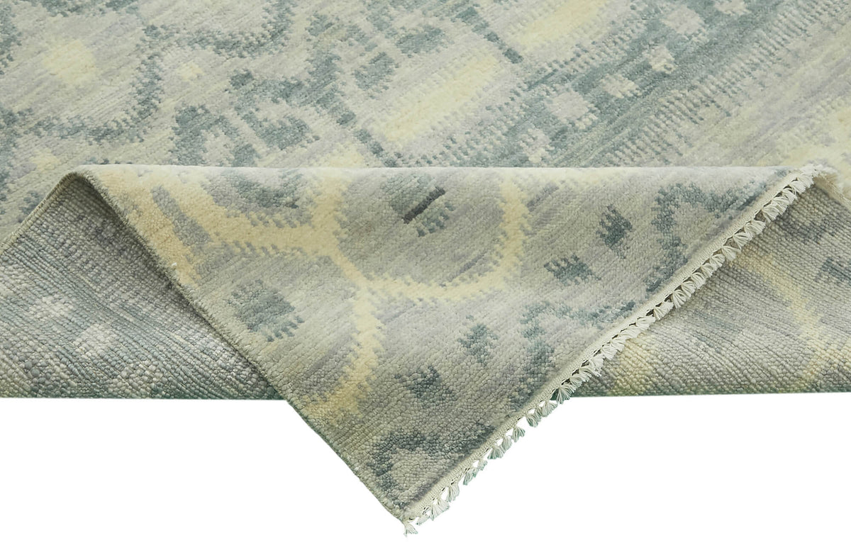 Nivro Dokuma Modern Geometrik Gri ve Krem Renkli Halı 274x355 cm – kenar detayı