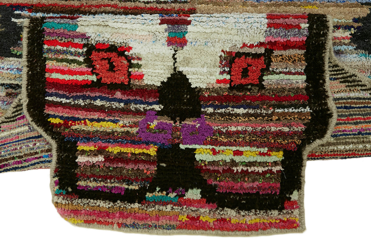 Linvar Gri Çok Renkli Soyut Desenli Modern El Dokuma Halı 196x300 cm – kenar detayı