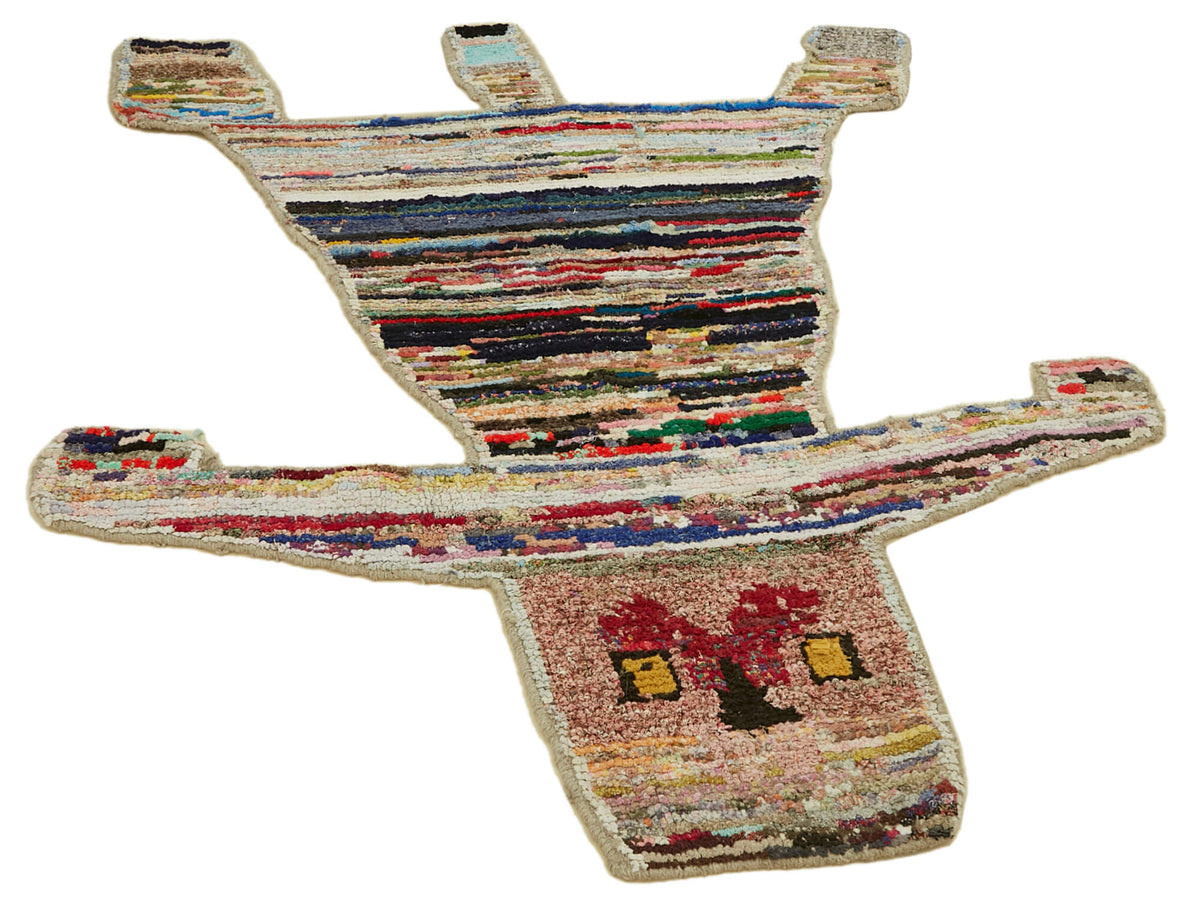 Linvar Çok Renkli Soyut Asimetrik El Dokuma Halı 160x200 cm – genel görünüm