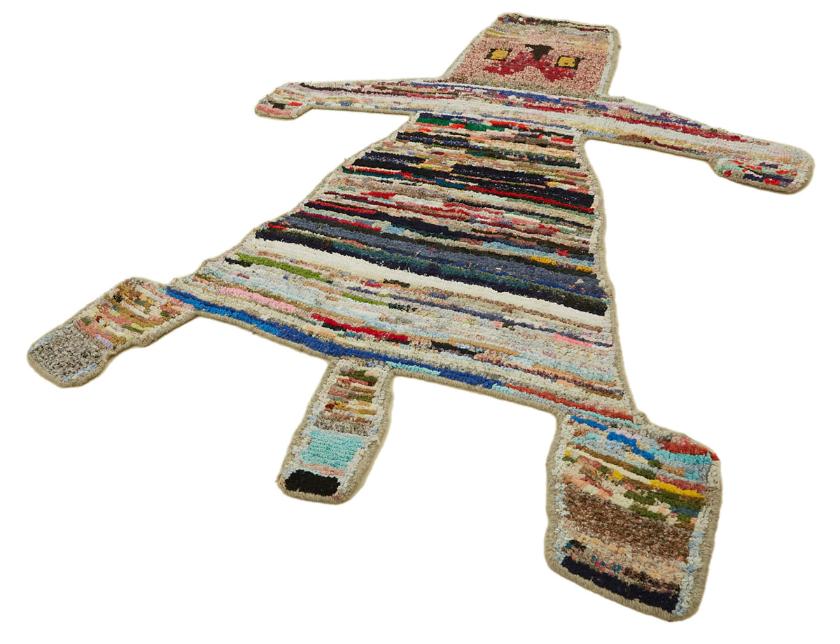 Linvar Çok Renkli Soyut Asimetrik El Dokuma Halı 160x200 cm – doku yakın çekim