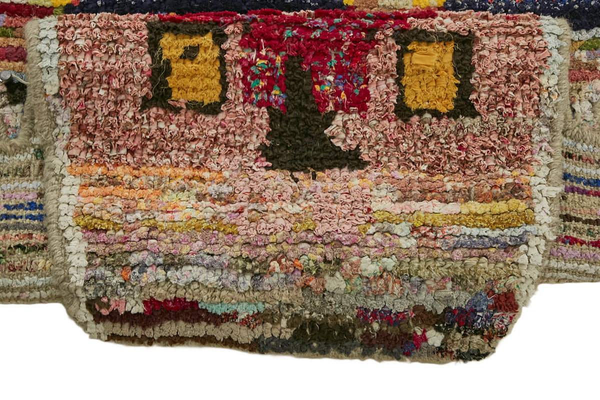 Linvar Çok Renkli Soyut Asimetrik El Dokuma Halı 160x200 cm – kenar detayı