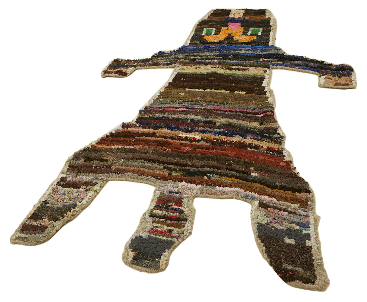 Linvar Soyut Desenli Çok Renkli Asimetrik El Dokuma Halı 140x200 cm – doku yakın çekim