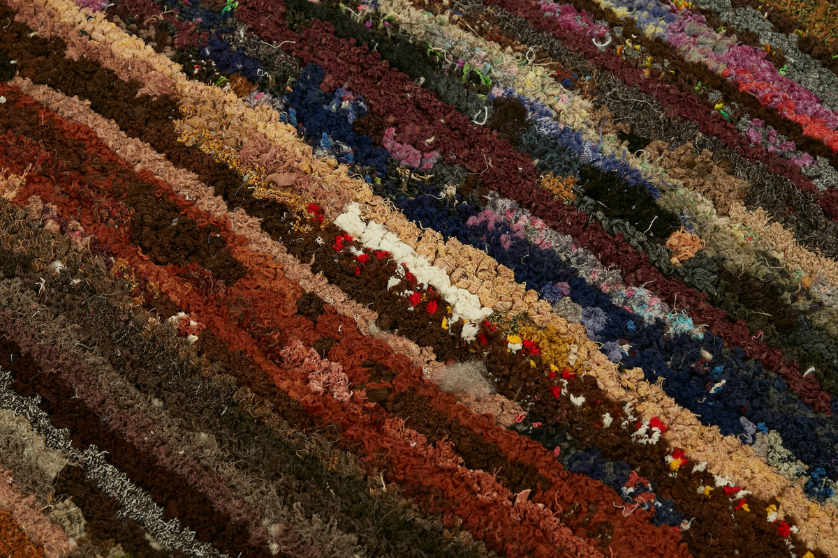 Linvar Soyut Desenli Çok Renkli Asimetrik El Dokuma Halı 140x200 cm – mekânda kullanım