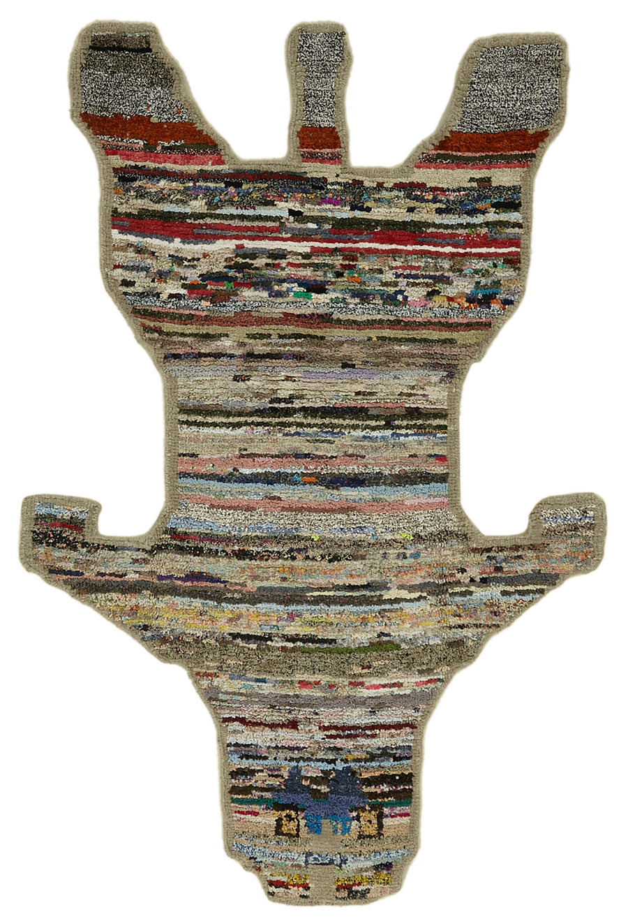 Linvar Çok Renkli Halı Gri Zeminli Canlı Çizgili 150x202 cm 46729