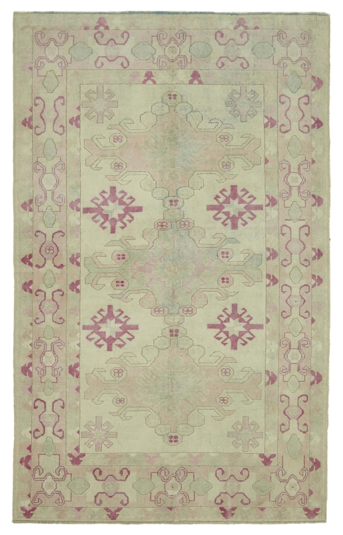 Kavale Anadolu Halısı Bej Pembe Geometrik Desenli 153x245 cm 46734