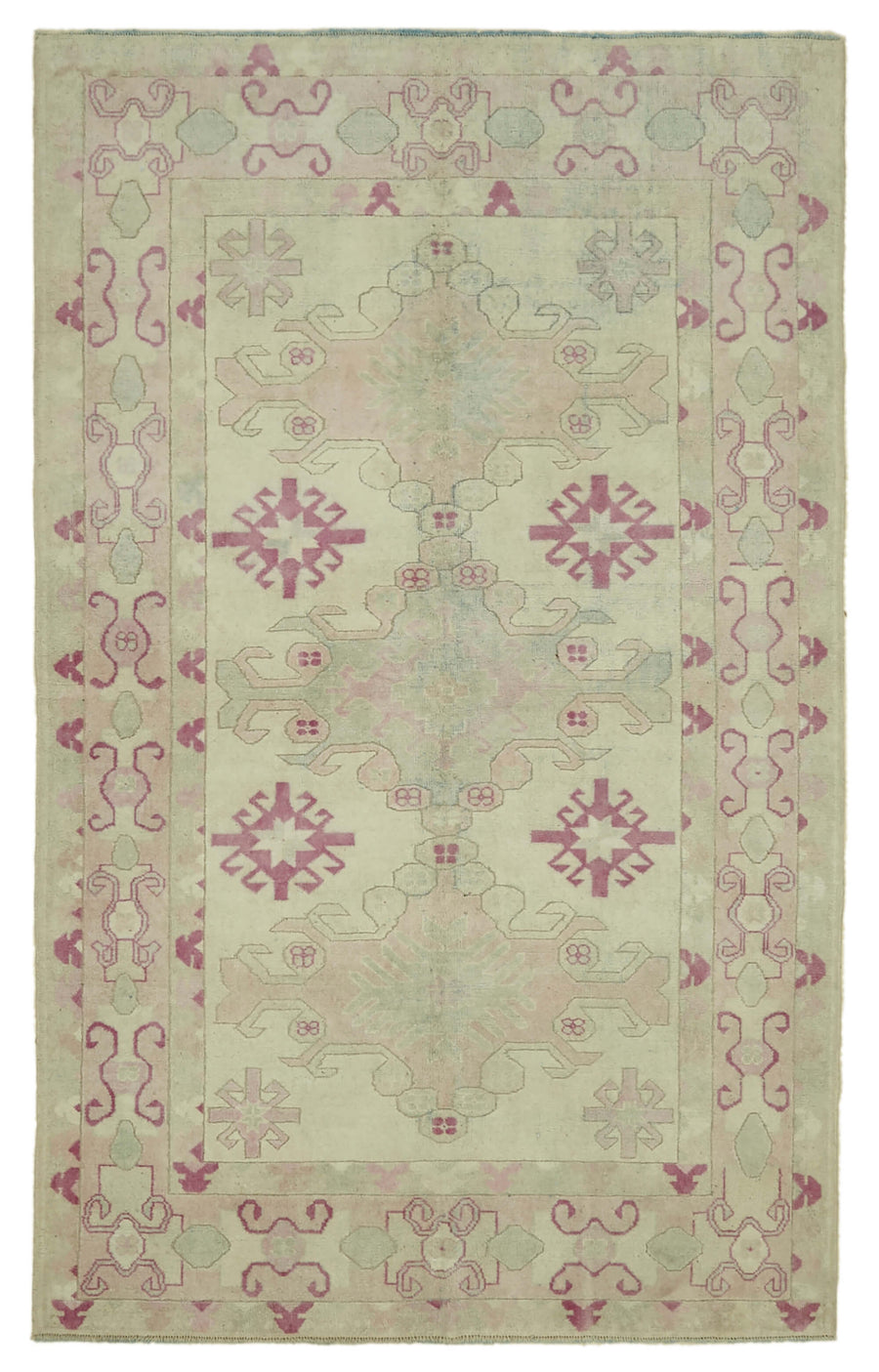 Kavale Anadolu Halısı Bej Pembe Geometrik Desenli 153x245 cm 46734
