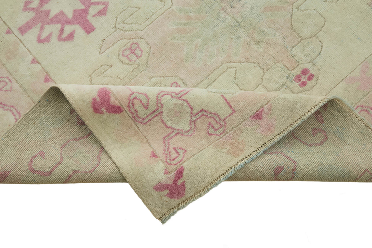 Kavale Anadolu Halısı Bej Pembe Geometrik Desenli 153x245 cm 46734 – kenar detayı