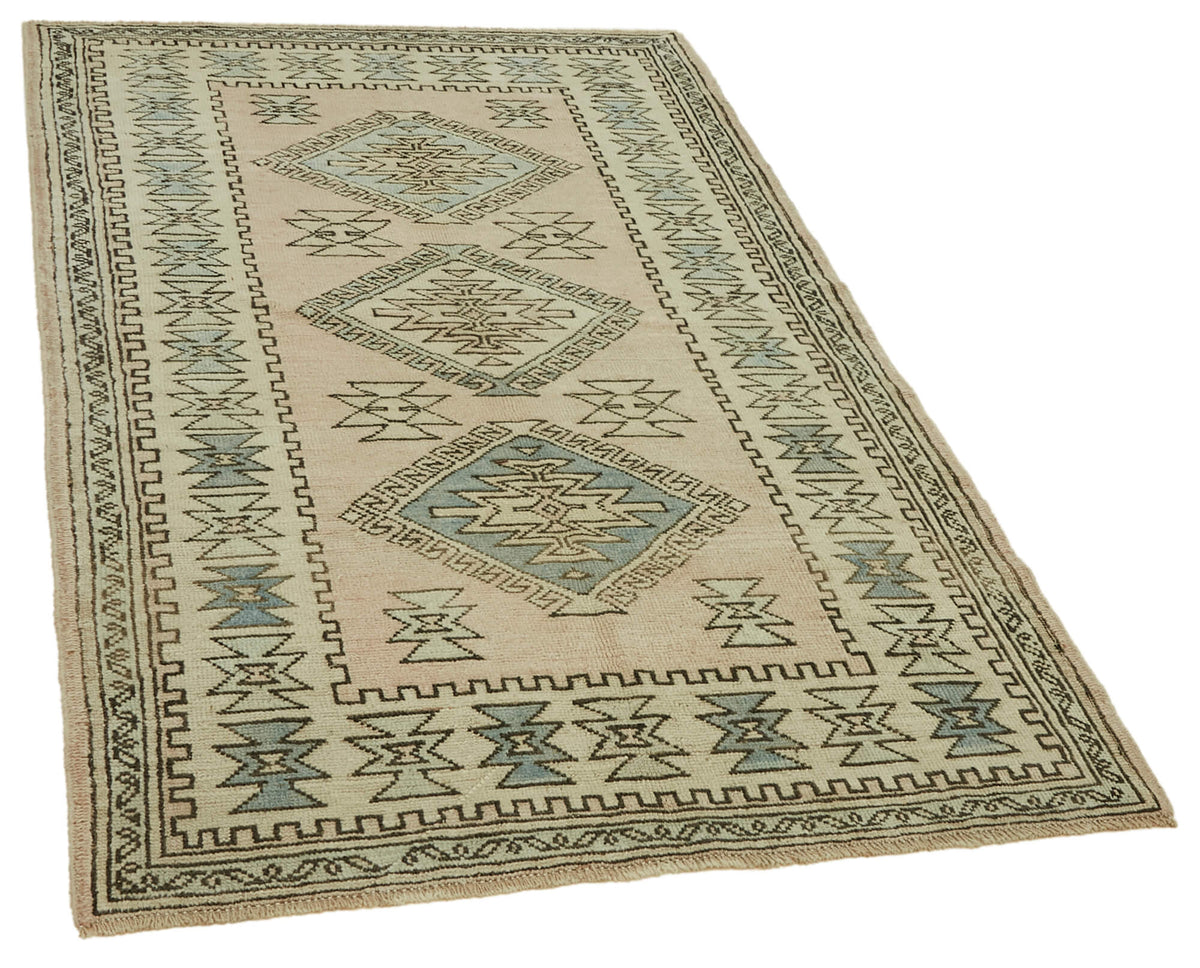Gekro Bej Gri Geometrik Etnik El Dokuma Halı 123x199 cm – genel görünüm