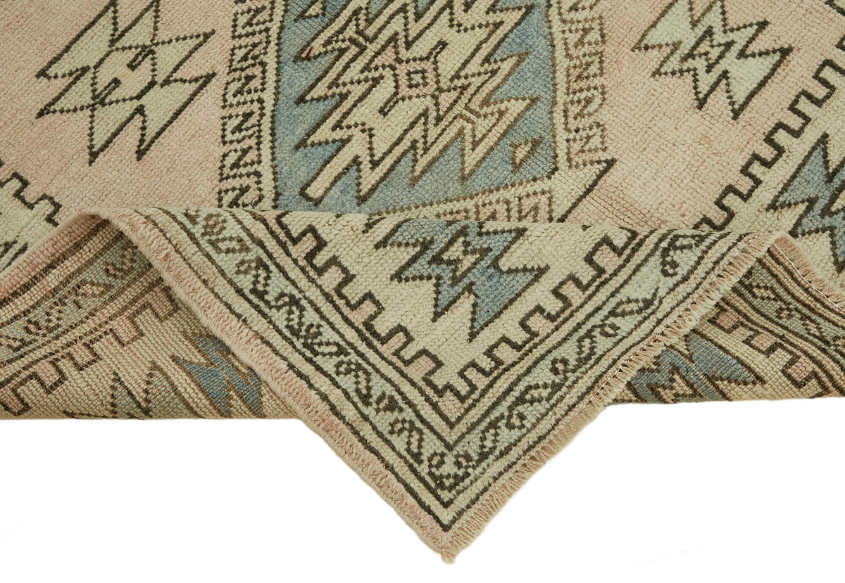 Gekro Bej Gri Geometrik Etnik El Dokuma Halı 123x199 cm – kenar detayı