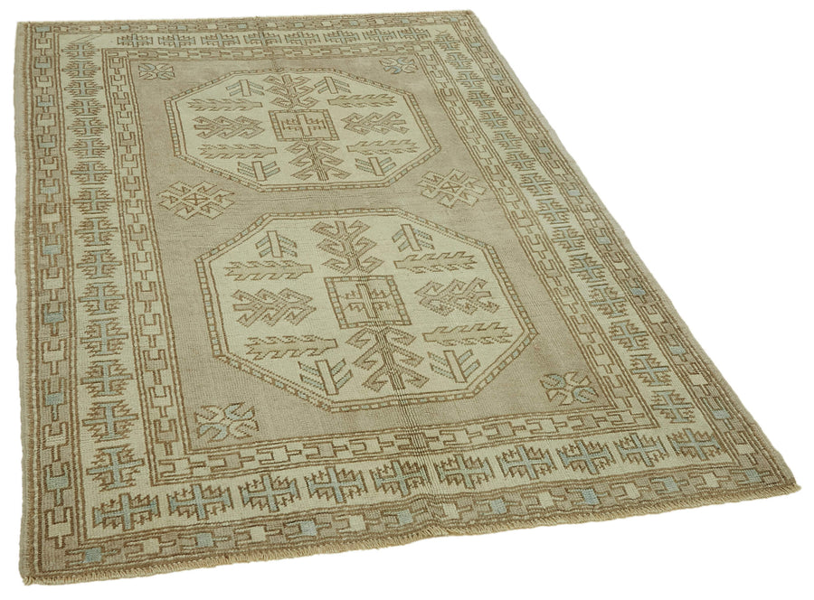 Gekro Geometrik Desenli Açık Kahverengi Etnik El Dokuma Halı 127x180 cm – genel görünüm