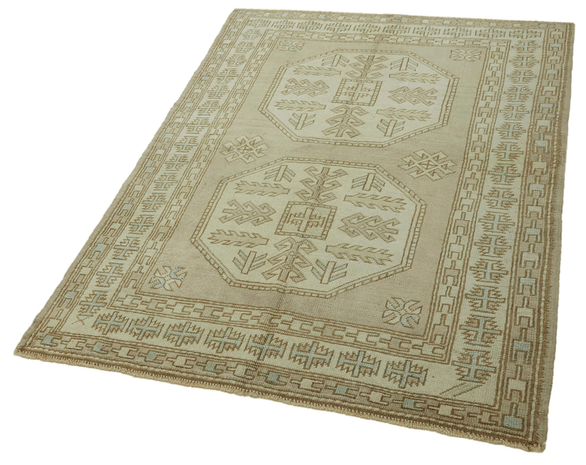 Gekro Geometrik Desenli Açık Kahverengi Etnik El Dokuma Halı 127x180 cm – doku yakın çekim