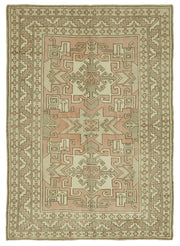 Gekro Madalyon Desenli Vintage Bej Pembe Düz Dokuma Halı 129x177 cm