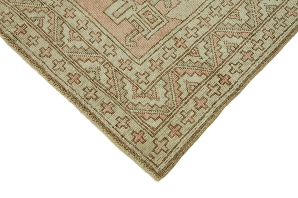 Gekro Madalyon Desenli Vintage Bej Pembe Düz Dokuma Halı 129x177 cm – detay görünümü