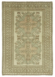 Gekro El Dokuma Bej Yeşil Geometrik Etnik Halı 135x188 cm 46750