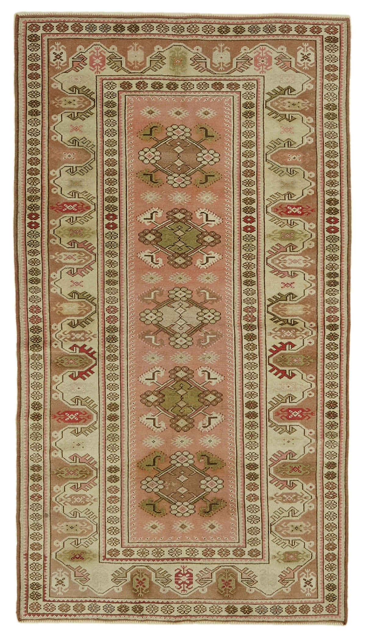 Kavale Anadolu Vintage Pembe Geometrik El Dokuma Halı 130x238 cm 46753