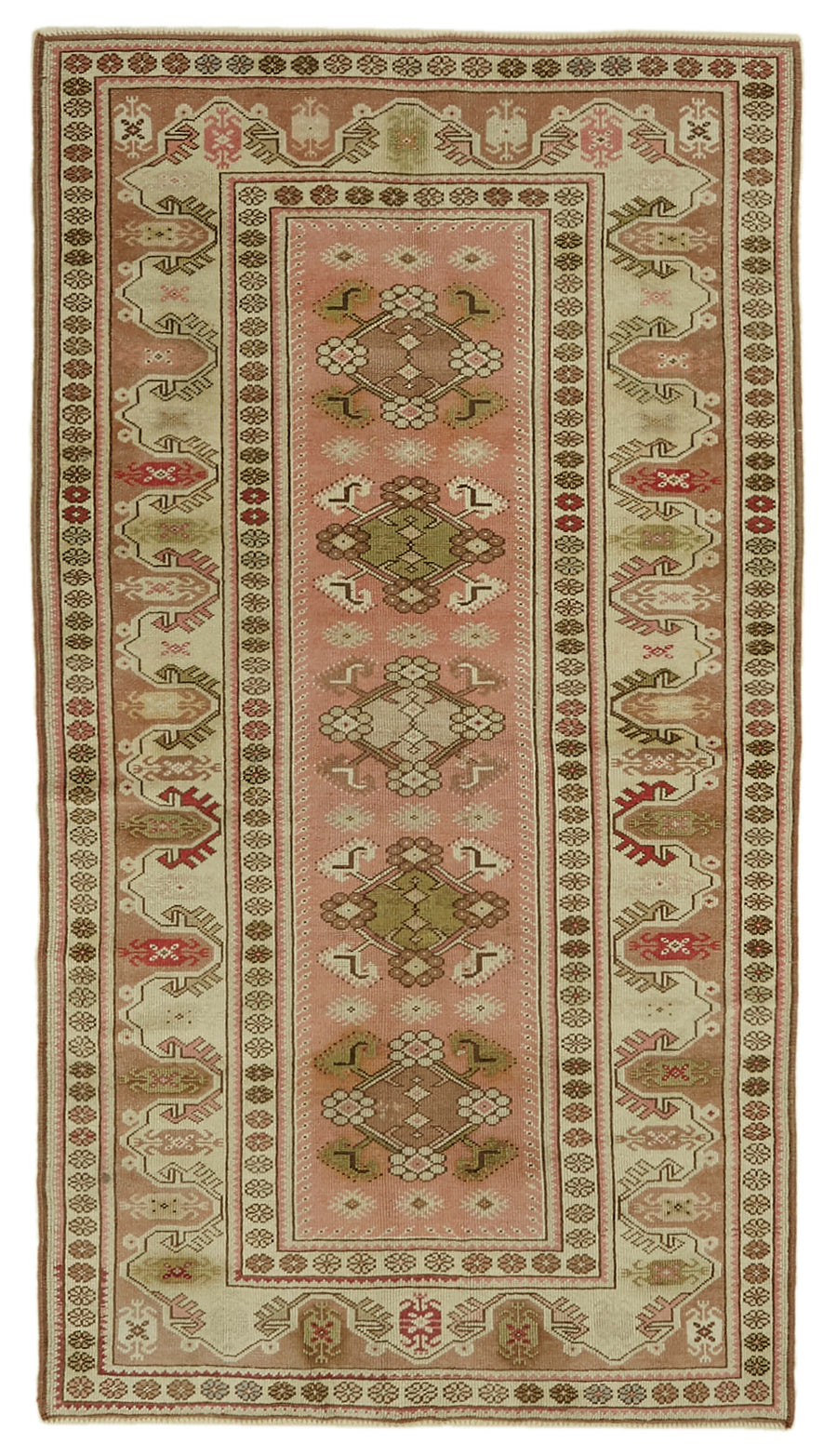Kavale Anadolu Vintage Pembe Geometrik El Dokuma Halı 130x238 cm 46753