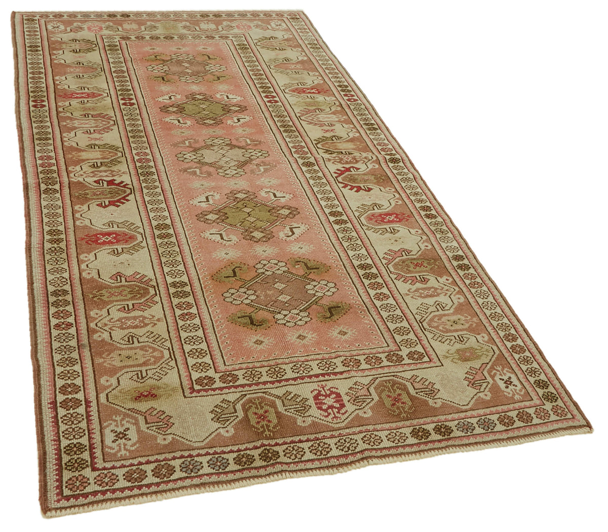 Kavale Anadolu Vintage Pembe Geometrik El Dokuma Halı 130x238 cm 46753 – genel görünüm
