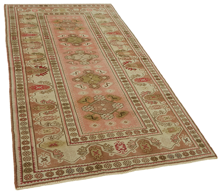 Kavale Anadolu Vintage Pembe Geometrik El Dokuma Halı 130x238 cm 46753 – genel görünüm