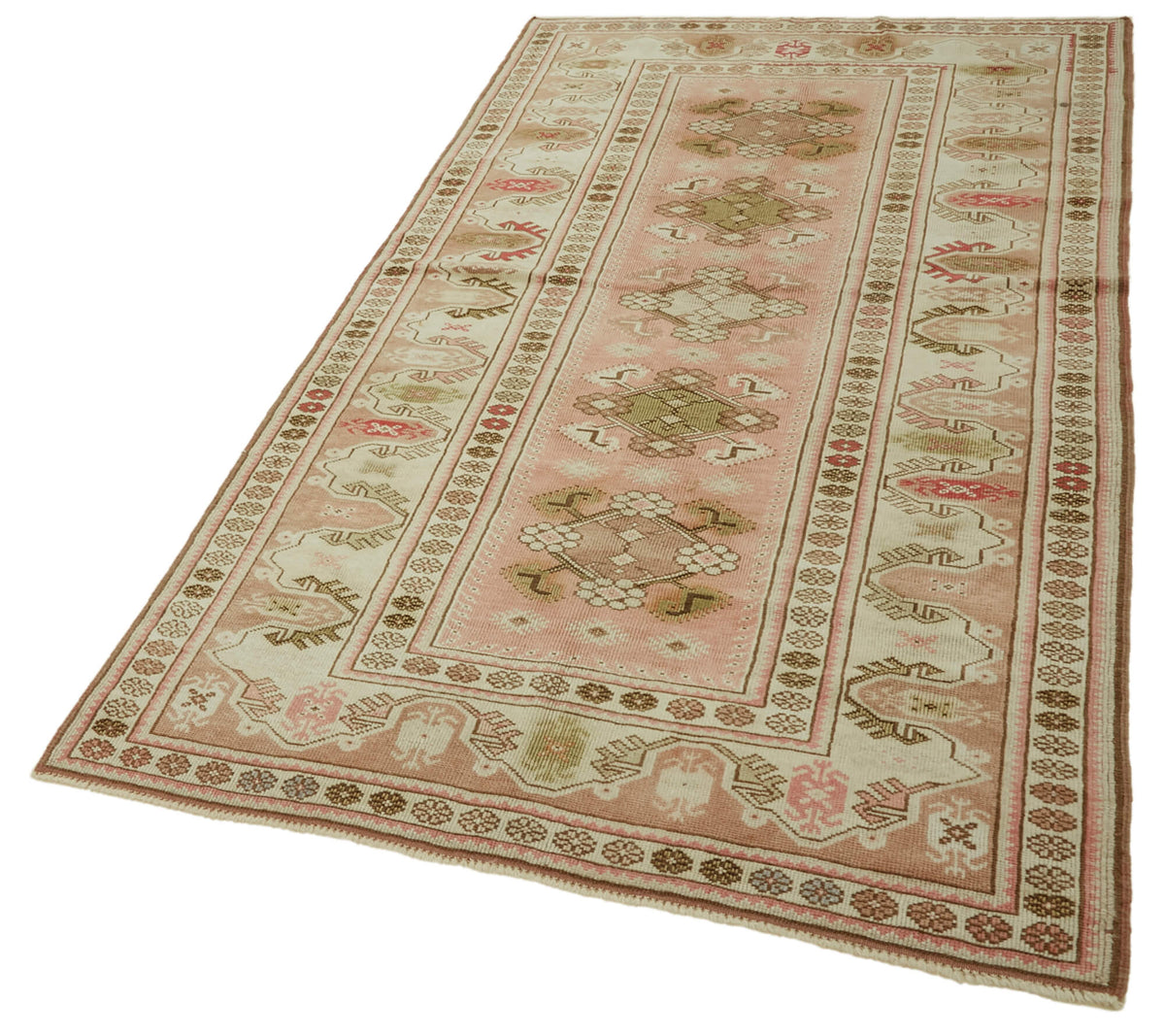 Kavale Anadolu Vintage Pembe Geometrik El Dokuma Halı 130x238 cm 46753 – doku yakın çekim