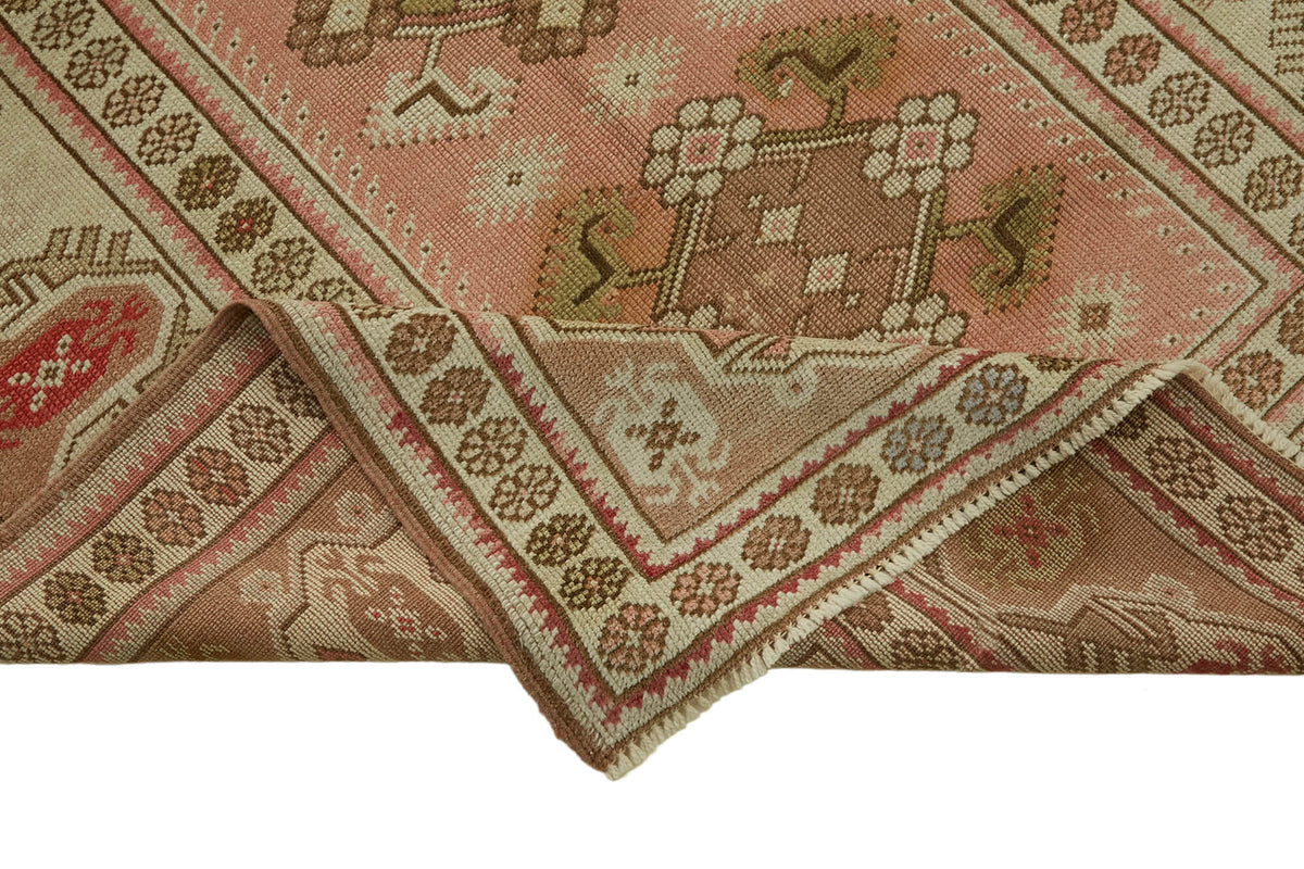 Kavale Anadolu Vintage Pembe Geometrik El Dokuma Halı 130x238 cm 46753 – kenar detayı