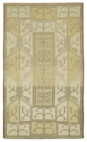 Gekro Düz Bej Halı Etnik Geometrik Desenli Vintage 120x215 cm
