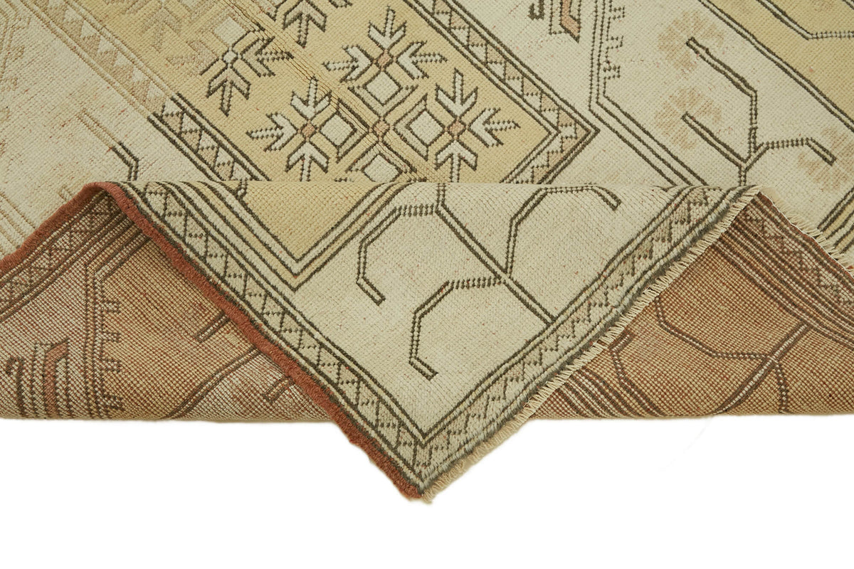 Gekro Düz Bej Halı Etnik Geometrik Desenli Vintage 120x215 cm – kenar detayı