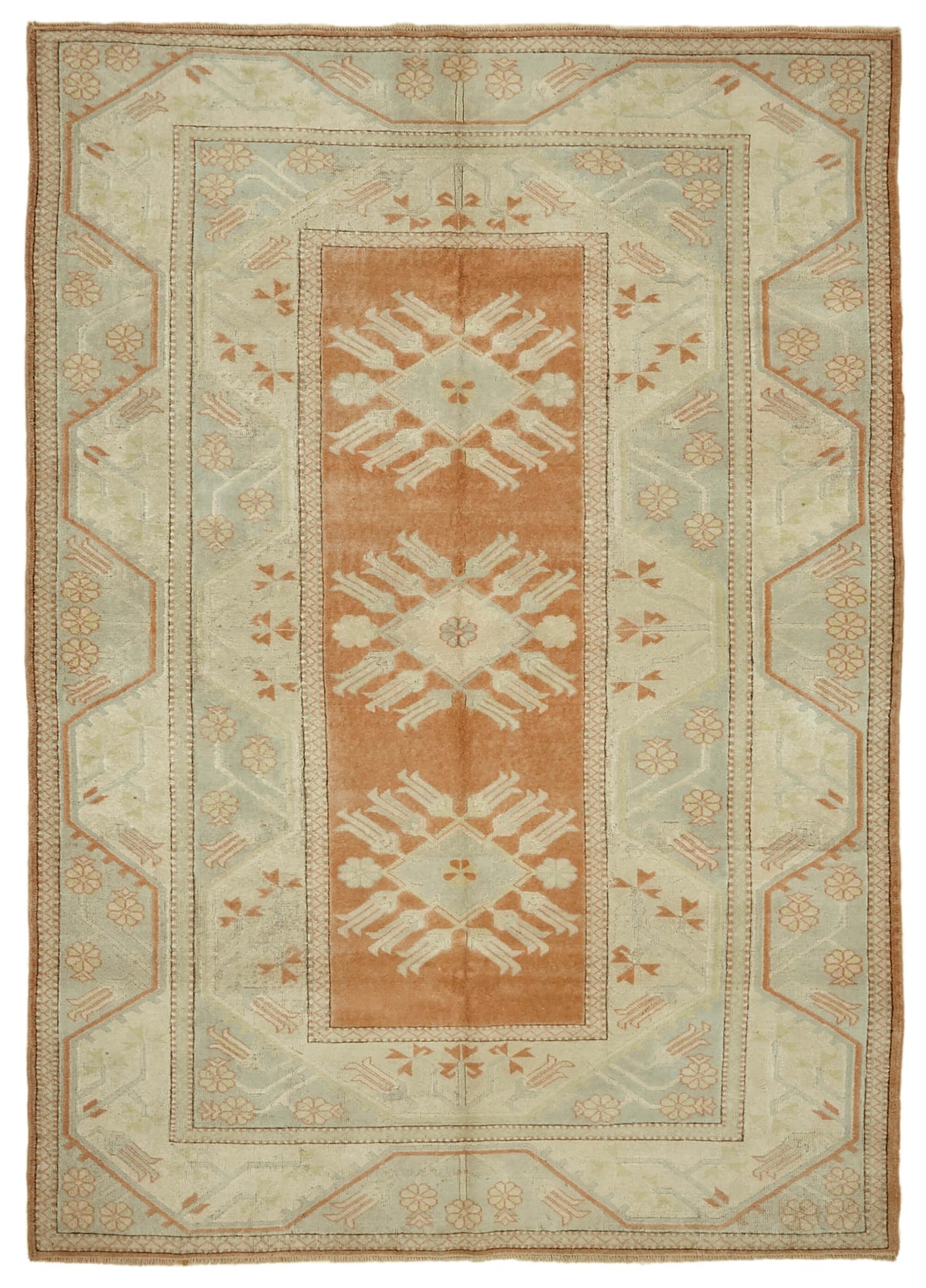 Kavale Vintage El Dokuma Açık Bej Geometrik Desenli Halı 197x281 cm