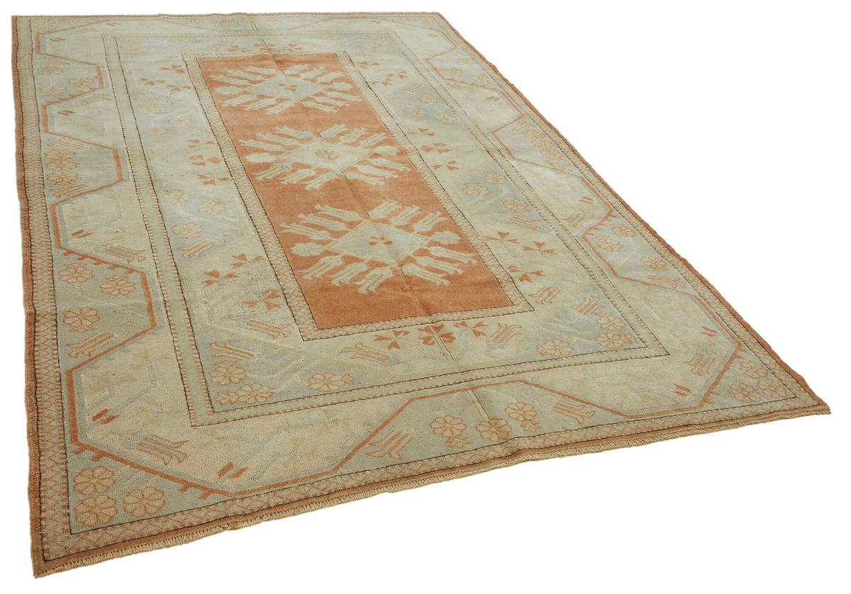 Kavale Vintage El Dokuma Açık Bej Geometrik Desenli Halı 197x281 cm – genel görünüm