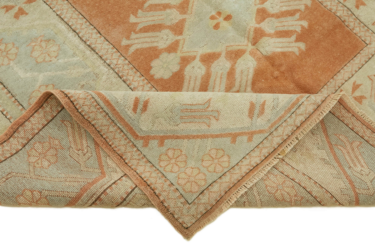Kavale Vintage El Dokuma Açık Bej Geometrik Desenli Halı 197x281 cm – kenar detayı