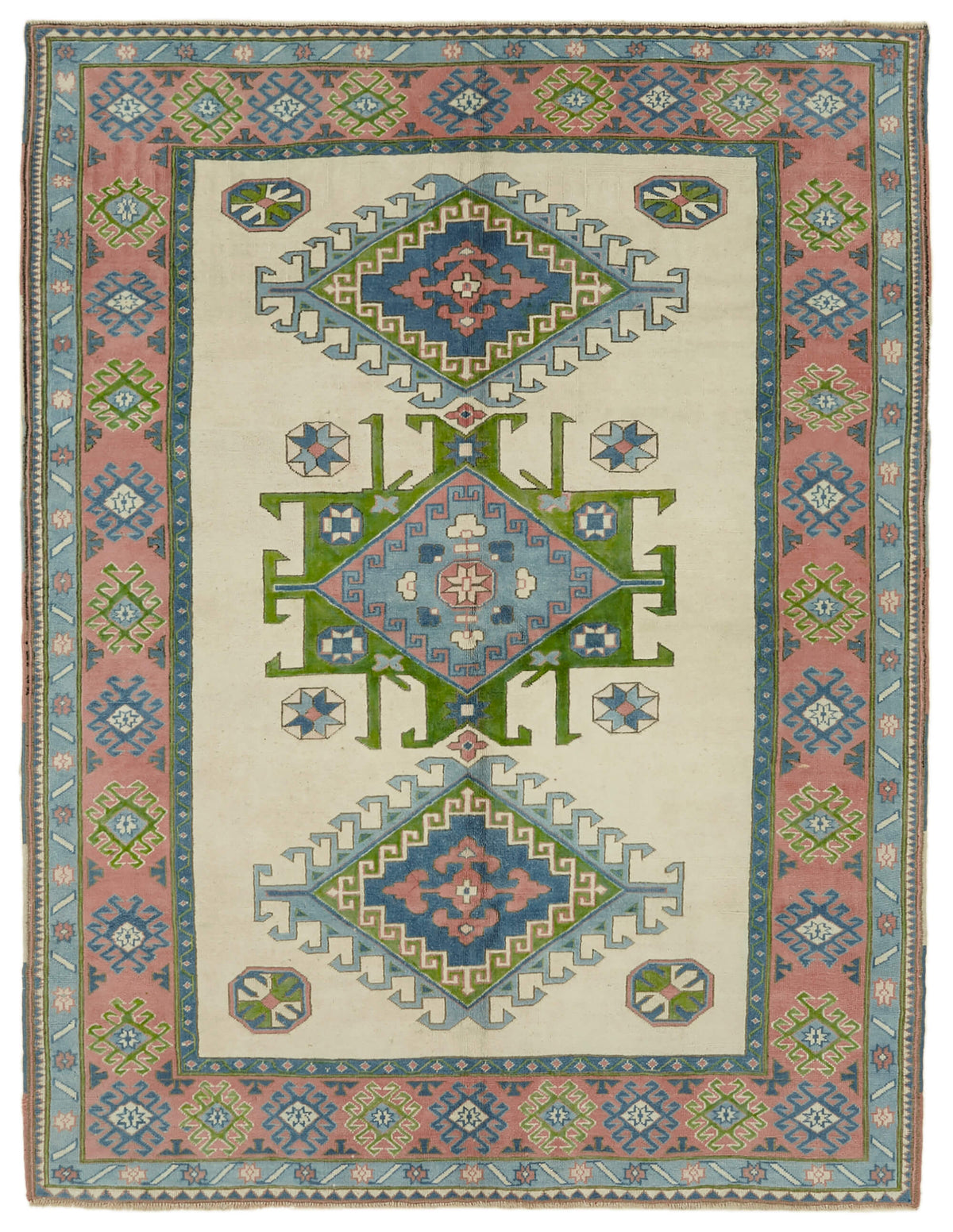 Kavale Vintage Düz Dokuma Düz Krem Geometrik Desenli Halı 211x274 cm
