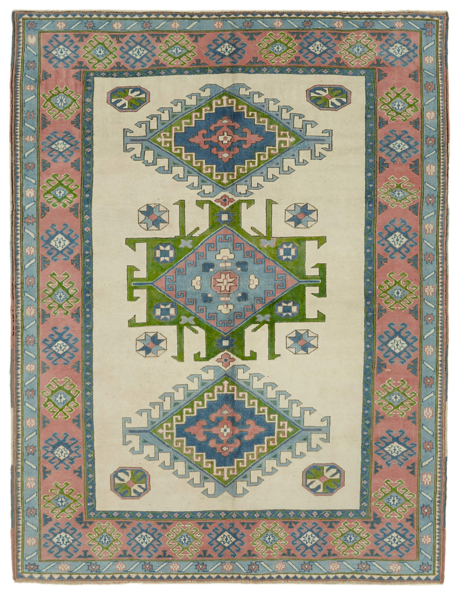 Kavale Vintage Düz Dokuma Düz Krem Geometrik Desenli Halı 211x274 cm