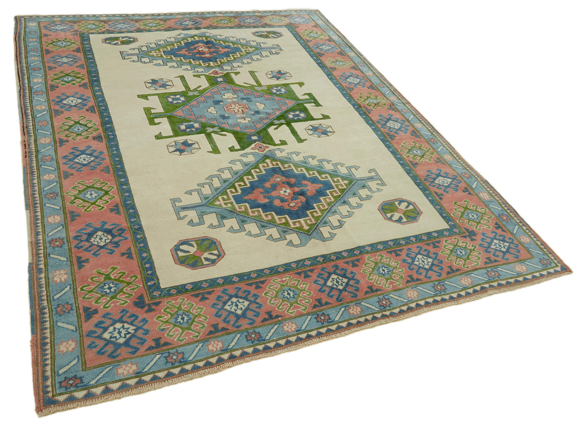 Kavale Vintage Düz Dokuma Düz Krem Geometrik Desenli Halı 211x274 cm – genel görünüm