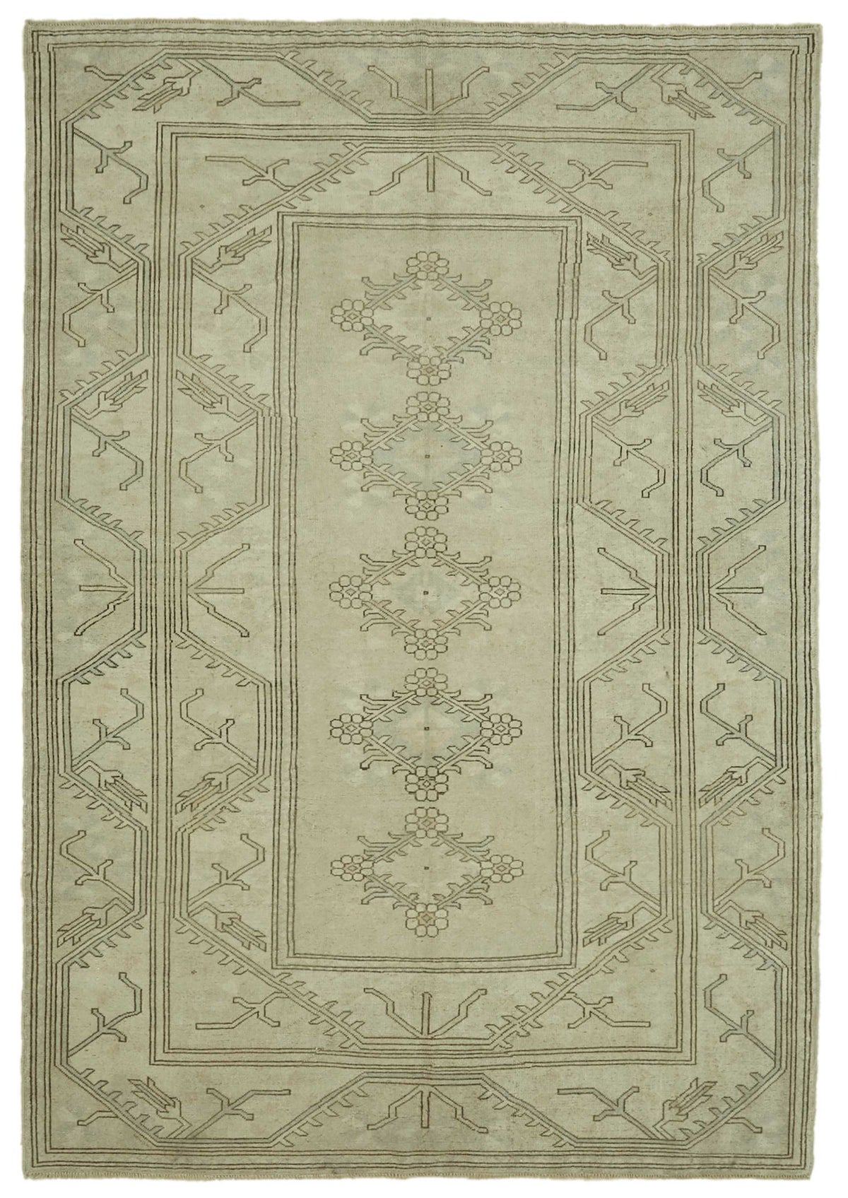 Kavale Bej Kahverengi Geometrik Desenli Yün Anadolu Halısı 200x290 cm