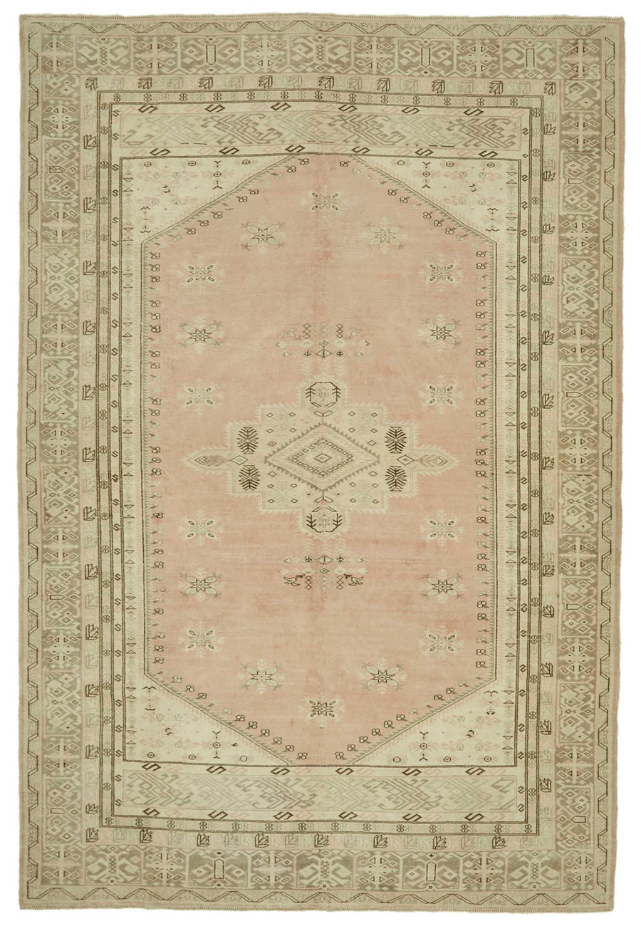 Kavale Vintage Pembe Geometrik Desenli El Dokuma Halı 195x297 cm