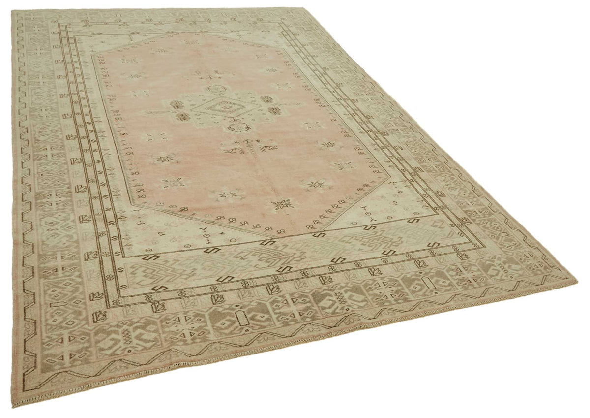 Kavale Vintage Pembe Geometrik Desenli El Dokuma Halı 195x297 cm – genel görünüm