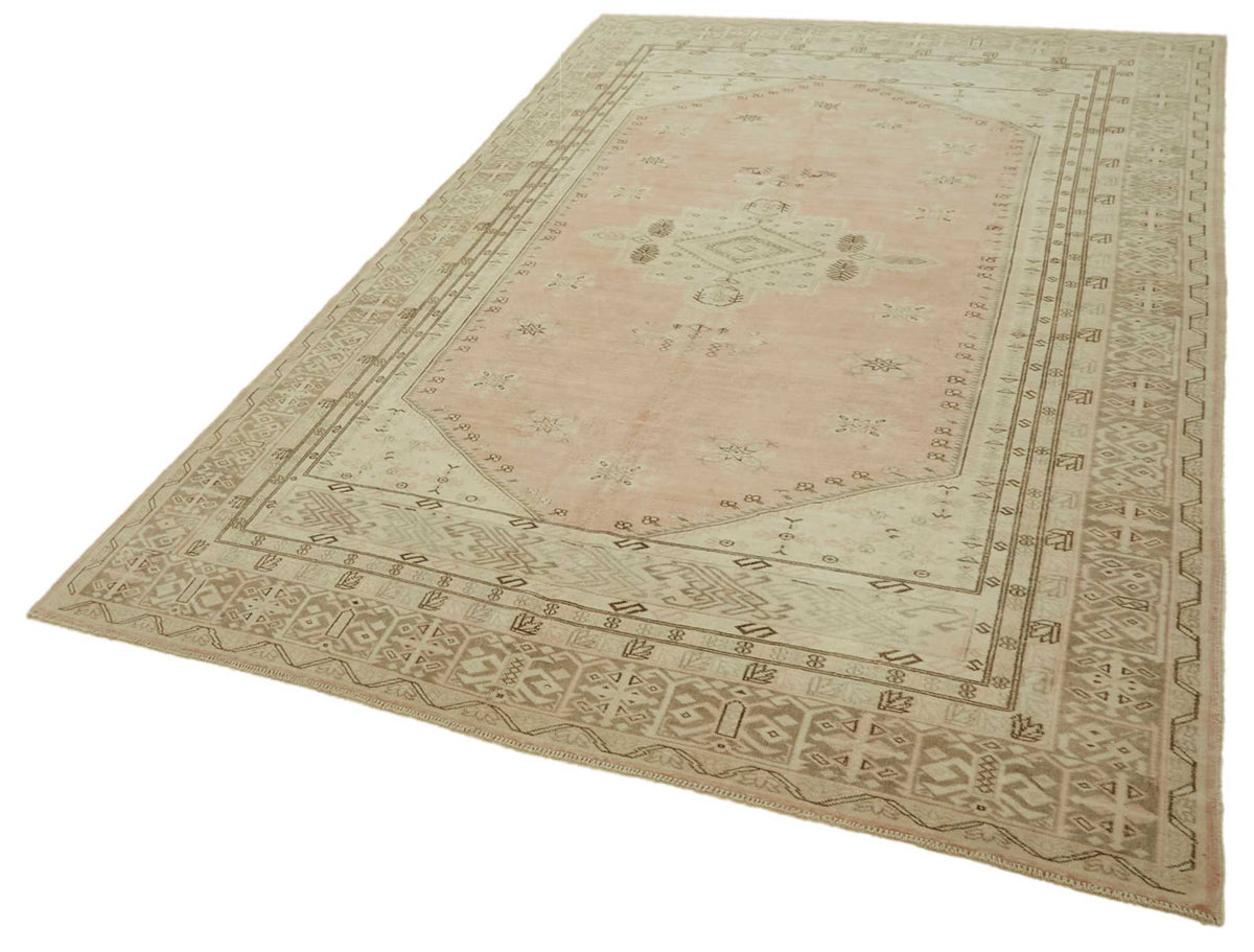 Kavale Vintage Pembe Geometrik Desenli El Dokuma Halı 195x297 cm – doku yakın çekim