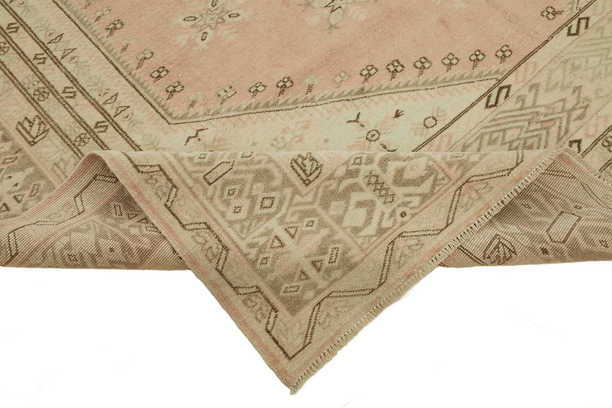 Kavale Vintage Pembe Geometrik Desenli El Dokuma Halı 195x297 cm – kenar detayı