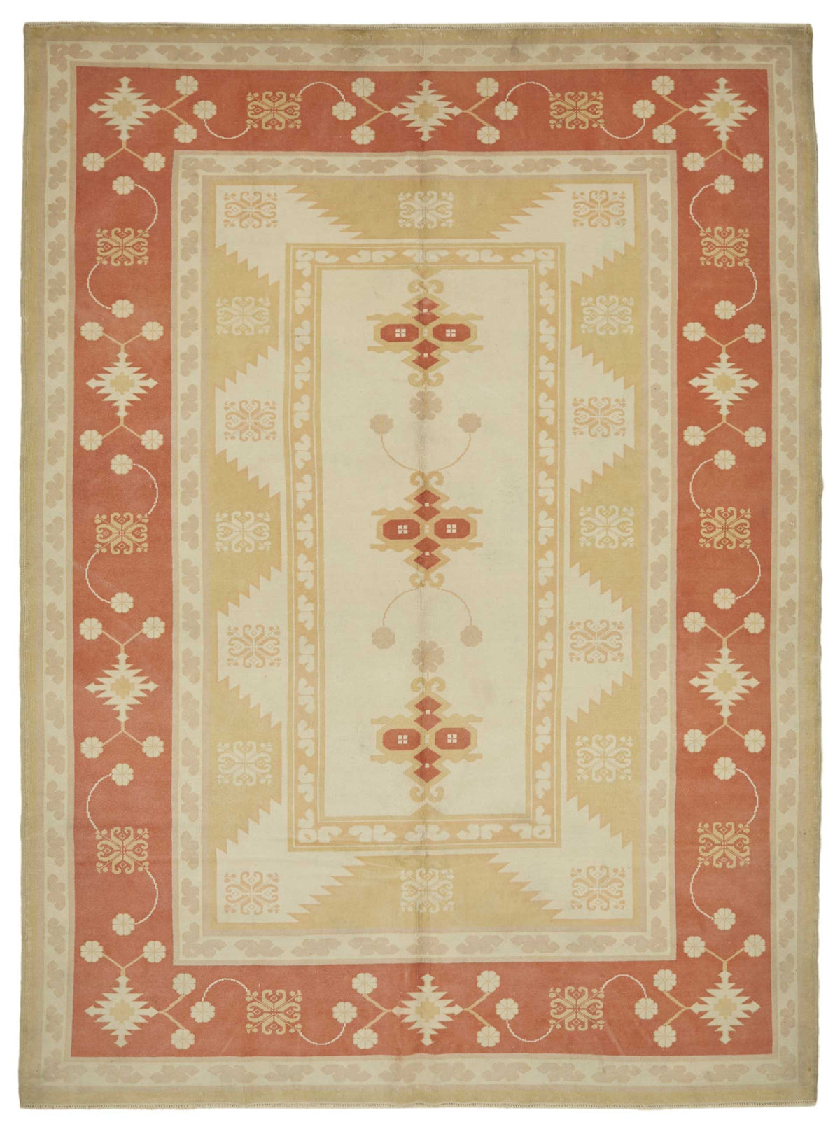 Kavale Kırmızı Dokuma Geometrik Desenli Vintage Halı 238x326 cm