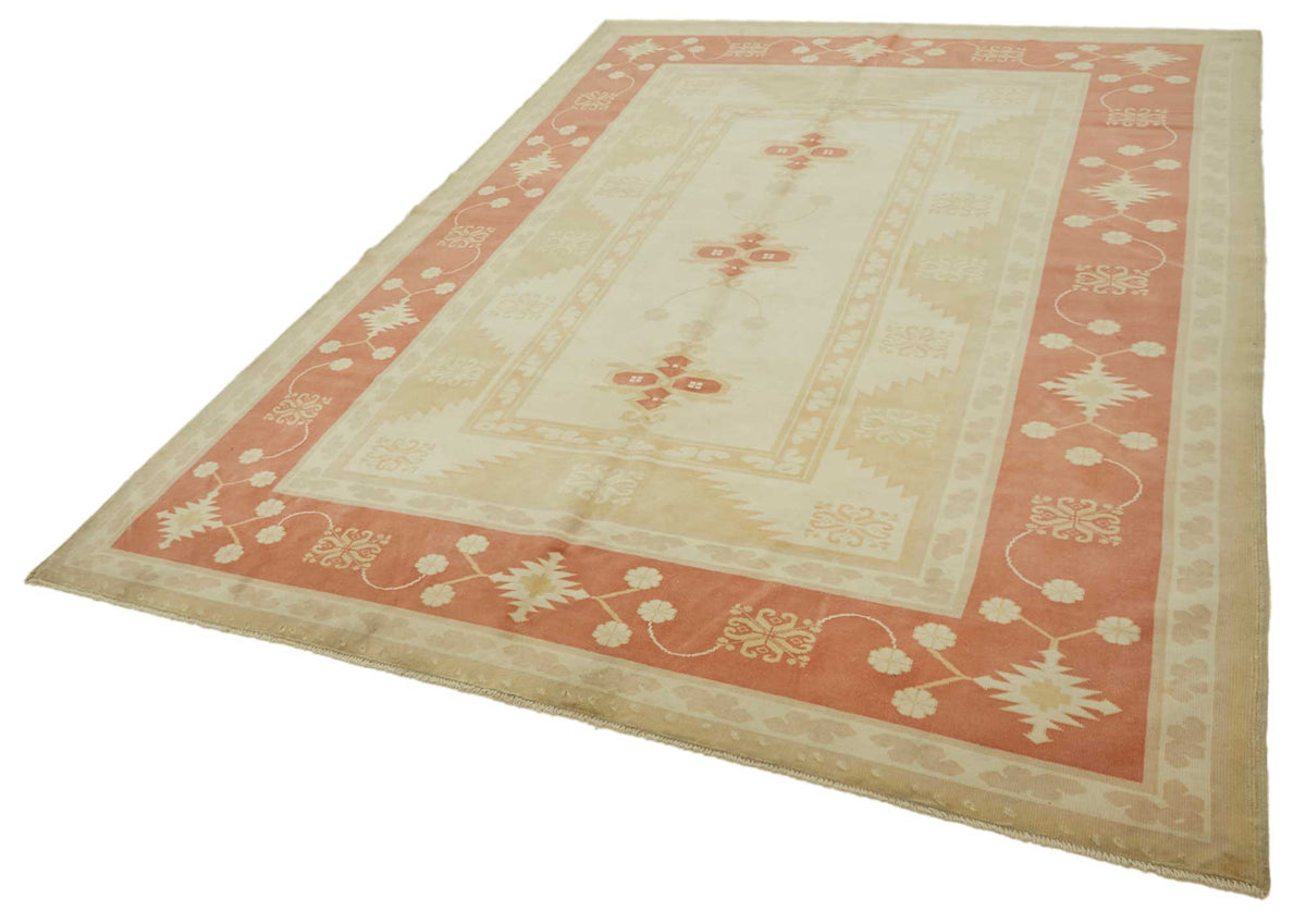 Kavale Kırmızı Dokuma Geometrik Desenli Vintage Halı 238x326 cm – doku yakın çekim