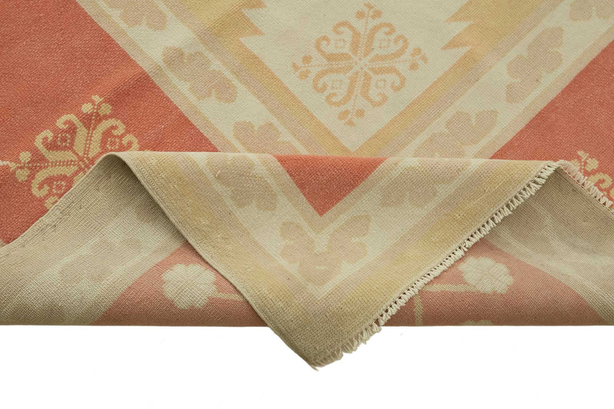 Kavale Kırmızı Dokuma Geometrik Desenli Vintage Halı 238x326 cm – kenar detayı