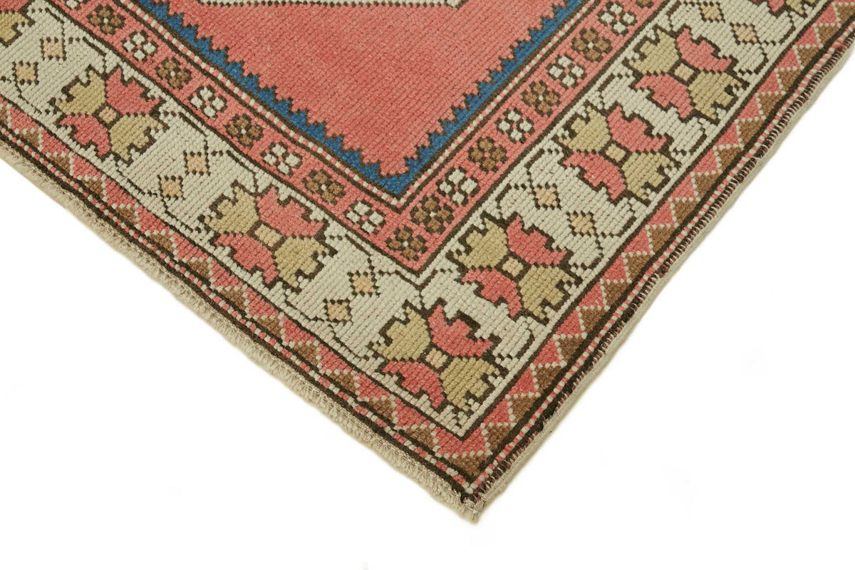 Kavale Kırmızı Lacivert Madalyon Desenli El Dokuma Halı 143x239 cm – detay görünümü