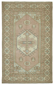 Kavale Toz Pembe Halı Etnik Geometrik Desenli Vintage 145x233 cm